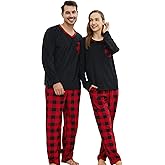PJGGZ Matching Pajamas for Couples, Mens and Womens Buffalo Plaid Pajamas Set Long Sleeve Pjs Soft Warm