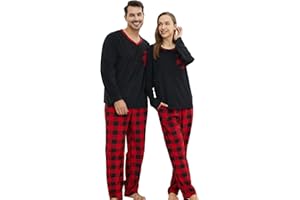 PJGGZ Matching Pajamas for Couples, Mens and Womens Buffalo Plaid Pajamas Set Long Sleeve Pjs Soft Warm