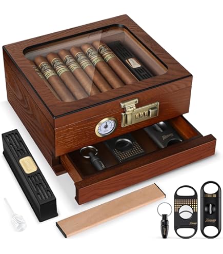 Amazon.com: Stainless Steel Cigar Humiditor, Pipe Tobacco Humidor Jar with  Humidifier, Cedar Lined Cigar Box with Hygrometer & Humidifier : Health &  Household