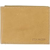 Steve Madden Men's Slim Leather Wallet with Extra Capacity Attached Flip Pockets