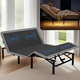Anwick Queen Adjustable Bed Frame with Remote, Adjustable Bed Base with Massage Head & Foot Incline, LED Light, USB Ports, Electric Bed Frame with Height-Adjustable Legs (Queen)