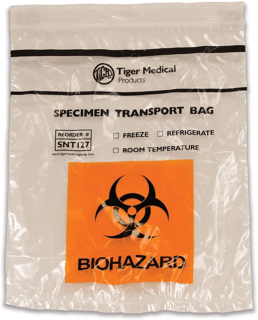 Biohazard Specimen Transport Bags Document Pouch 8 x 10 Zip Lock Closure
