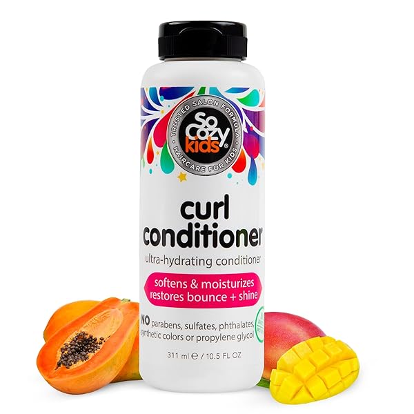 SOCOZY CURL CONDITIONER | FOR KIDS HAIR | SOFTENS, RESTORES BOUNCE AND SHINE | NO PARABENS, SULFATES, SYNTHETIC COLORS OR DYES, SWEET-CRÈME, 10.5 FL OZ