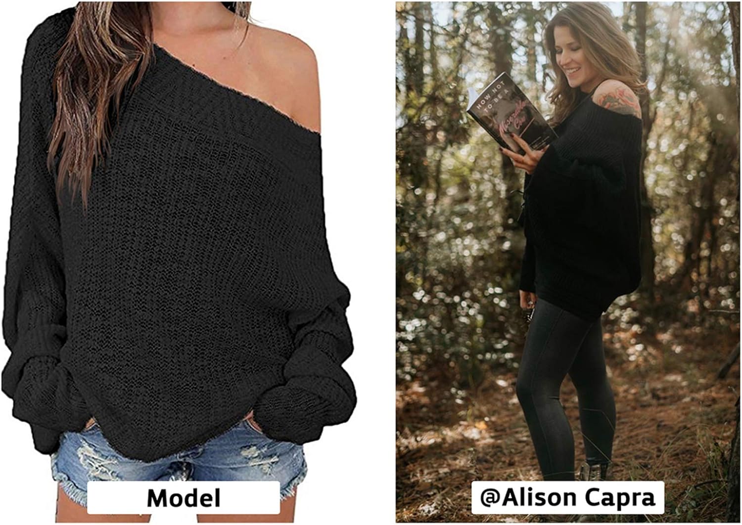 Exlura Women's Off Shoulder Sweater Batwing Sleeve Loose Oversized Pullover Knit Jumper at  Women’s Clothing store