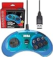 Sega Genesis Mini 6 Button USB Controller Clear Blue