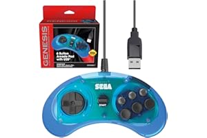 Sega Genesis Mini 6 Button USB Controller Clear Blue