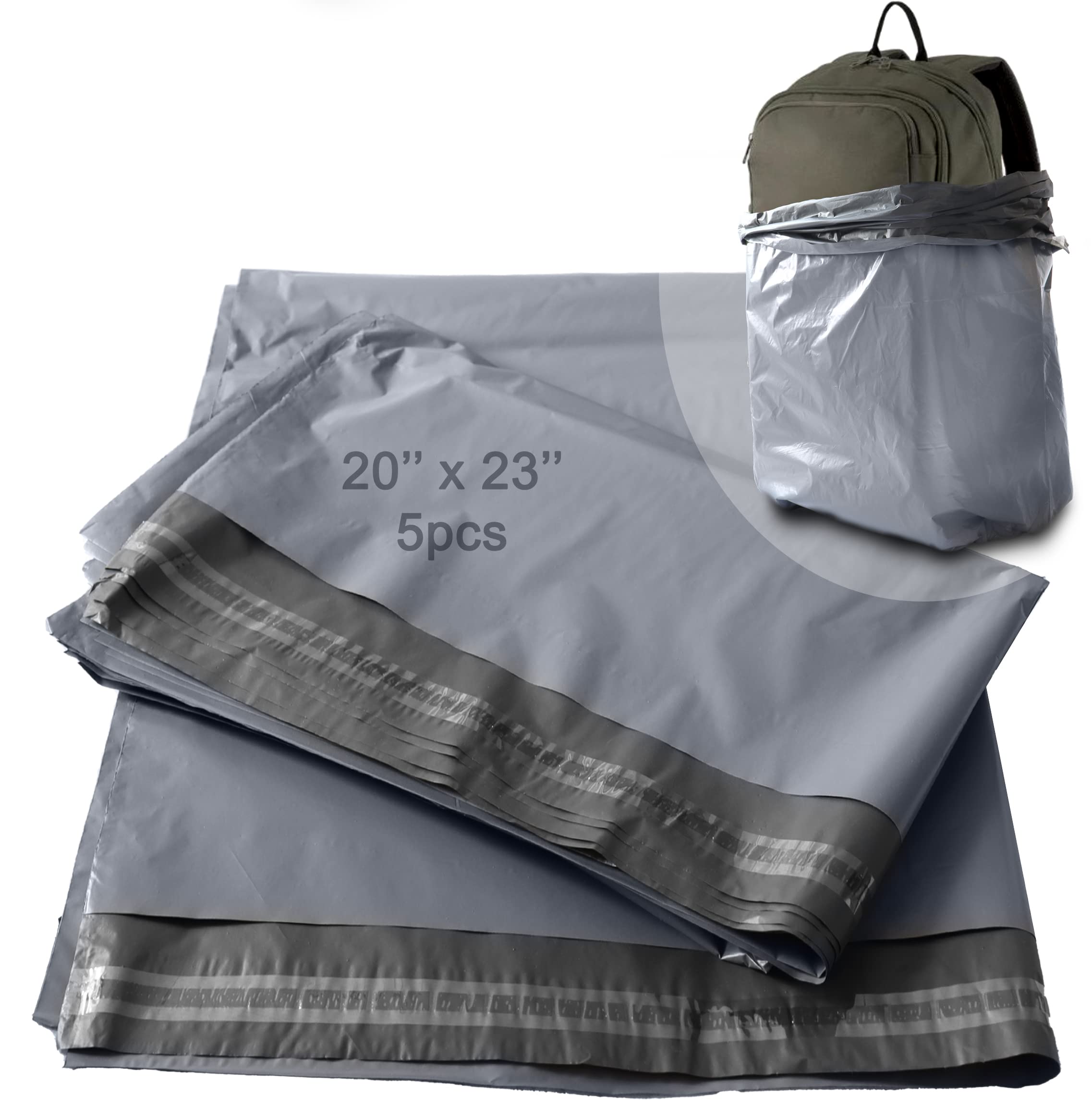 5 x (20" x 23") Self Seal Large Postage Bag, (52cm x 59cm x 5cm) Extra Strong Grey Mailing Envelopes, Heavy Duty Mailing Bag Strong Shipping and Packaging Bags