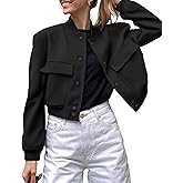Zeagoo Women Bomber Jacket Casual Button Down Varsity Jackets Shackets With Pockets Outwear