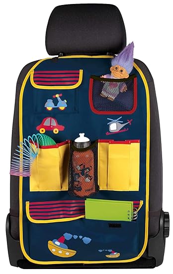 Walser 30145 Auto Organizer Kinder, Rückenlehnenschutz Kinder, Driver Jack Blau/Gelb