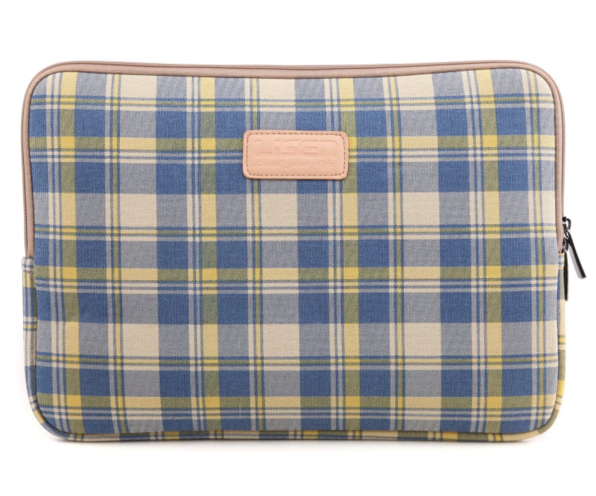 fdsmall Laptop Sleeve, 13-13.3 Inch, Waterproof Shock Resistant Bag Case (Plaid Green)