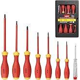 XOOL 1000V Insulated Electrician Screwdriver Set, 8-Piece with Magnetic Tips, Non-Slip Handle, Slotted & Phillips, VDE & GS C