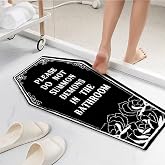 ysnifeiw Halloween Bathroom Rugs Black Coffin Bath Mat, Non-Slip Halloween Bath Rug Doormat for Halloween Home Decoration