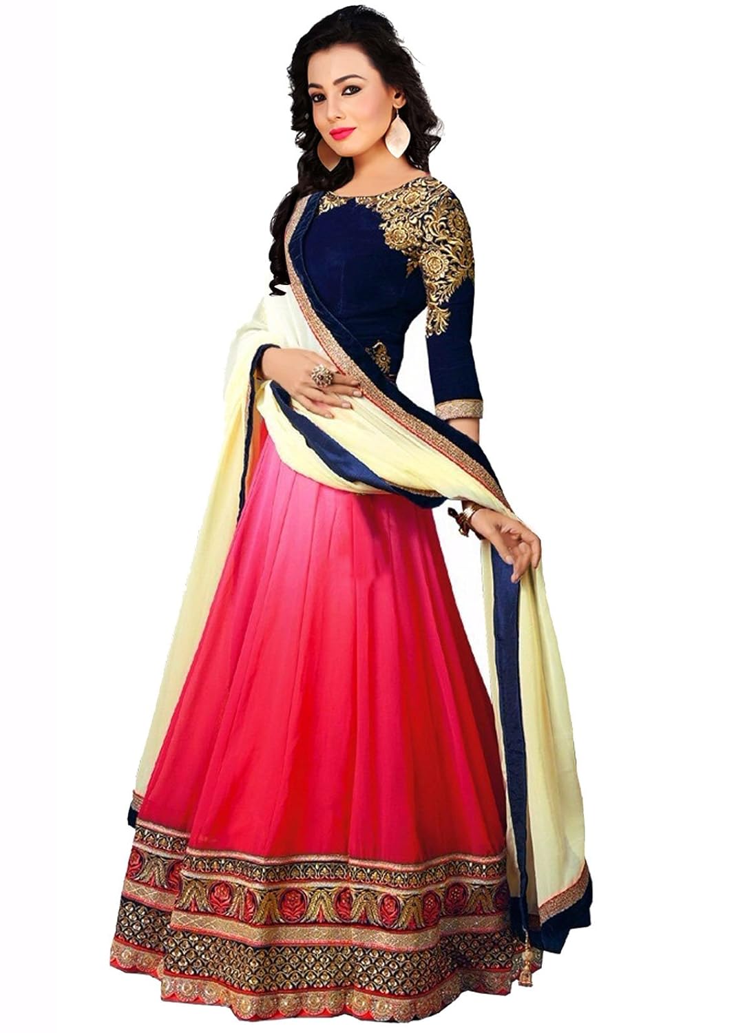 sky global women's georgette lehenga choli (sky_lehnga_115_pink & blue)
