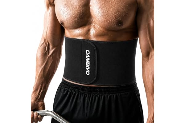 CAMBIVO Waist Trainer Belt for Men Women, Sweat Waist Trimmer Wrap | Workout Heat Retention, Wide Waist & Abdomen Coverage, A