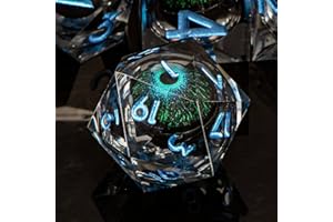 KERWELLSI Dragon Eye DND Dice Set D&D, 7 Pcs Resin Sharp Edge Liquid Core Role Playing Dice with Box, Polyhedral Dungeons and Dragons RPG D and D Dice D20 D12 D10 D8 D6 D4