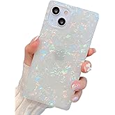 BANAILOA Compatible with iPhone 15 Case Rectangle Edge for Women,Luxury Sparkle Colorful Shell Case Protective Soft Slim Girly Case Cover Designed for iPhone 15-6.1 inch (Colorful Shell)