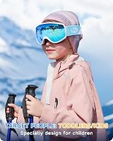 Findway Kids Ski Goggles Sapphire Blue UV 100% Anti-Fog OTG 3-12 view 3