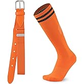 AWAYTR Youth Baseball Socks and Belt - Kids Softball Belts and Socks Combo for Youth Boys Girls