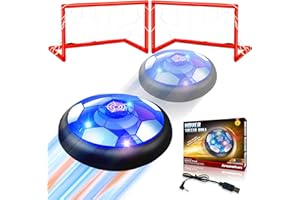 LINKOWIN Hover Soccer Ball Set with 2 Goals - Rechargeable LED Air Power Football, Indoor/Outdoor Floating Hover Ball Toy, USB Charging Soccer Gifts for Boys & Girls Ages 3-12, Birthday/Holiday Presents