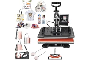 Uargd Multifunctional Heat Press Machine, 8-in-1 Combo Digital Sublimation Transfer Machine 12x15 inch, 360-Degree Rotating S