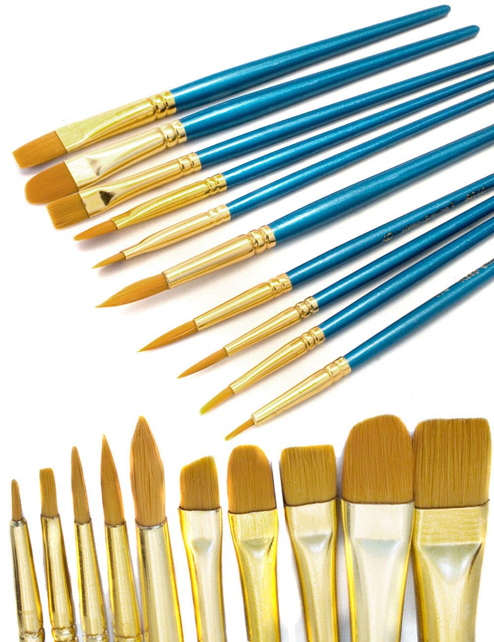 HomeTools.eu Lot de 20 pinceaux à Peinture Aquarelle avec Manche Bleu et Pinceau à Peinture et Pinceau à Dessin 20 pièces