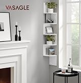 VASAGLE 5-Tier Corner Shelf Cloud White LBC72WT Modern Display Storage view 2