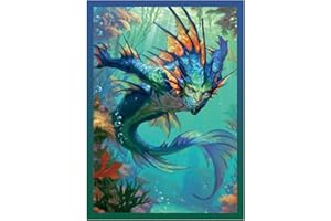 Katomula 100 MTG Card Sleeves with 100 Inner Sleeve, Textured Back Art Sleeves, Fit Standard Size Cards- Merfolk