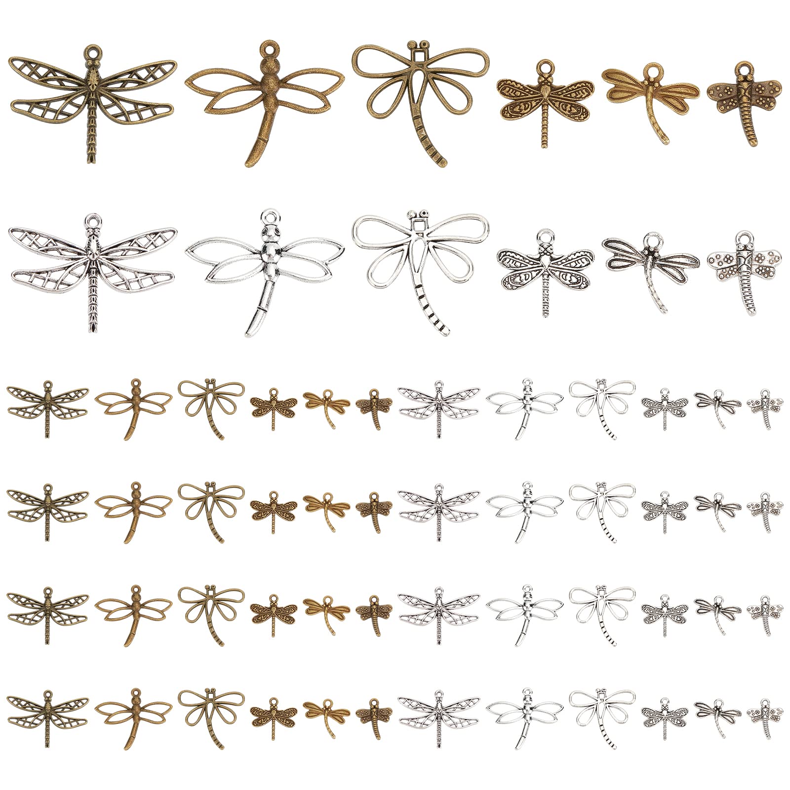 PH PandaHall about 48pcs Assorted Dragonfly Charm Pendant Connector for DIY Jewellery Making Accessaries