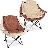 Northroad 2 Pack Oversized Camping Chair,Outdoor Padded Folding Lawn Chair w/Cup Holder,Carry Bag for Beach, Hiking, and Picnics,Heavy-Duty 300-lbs Capacity, Moca&Cream