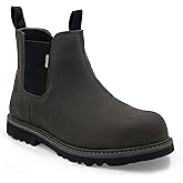 EVER BOOTS Waterproof Steel Toe Boots for Men Slip on Pull on Dark Brown