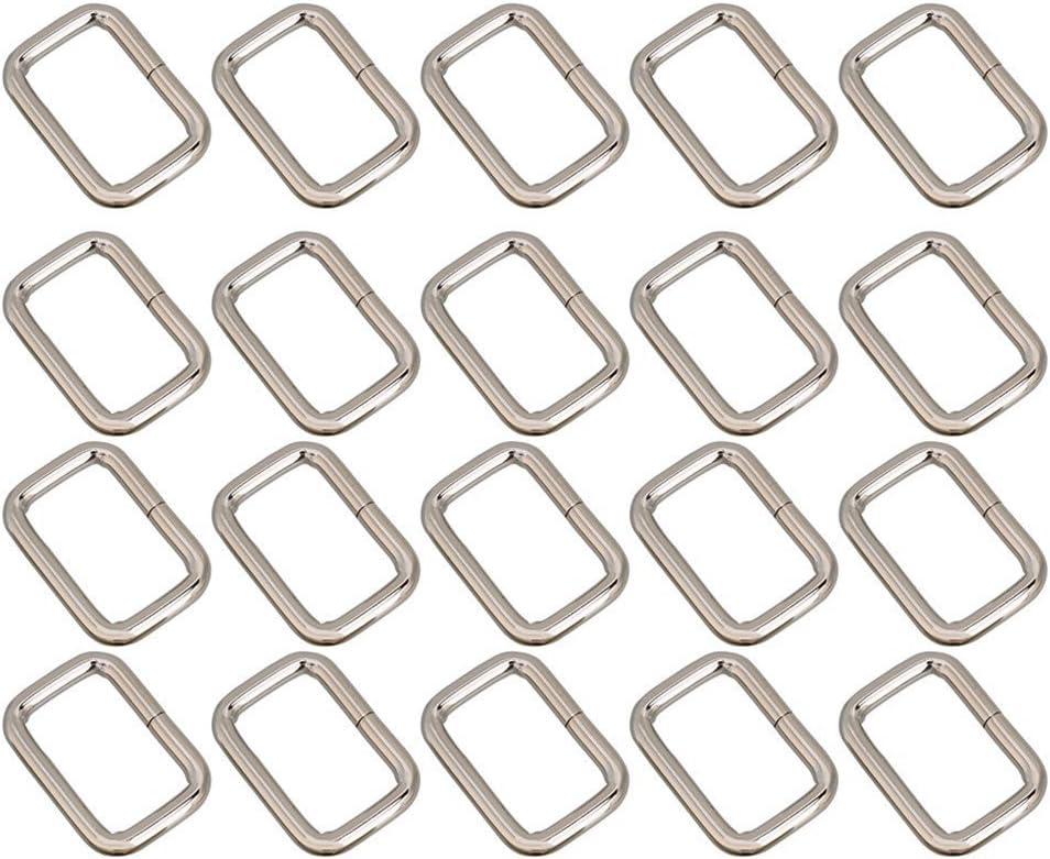 LEORX Metal Dee Ring D Webbing Belt Ribbon Buckle 25mm Strap Adjuster Pack of 20