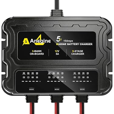 12V 5A 3-Bank Smart Marine Battery Charger – IP68 Waterproof For Boat, RV, Yacht