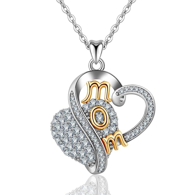 Halskette für Mama, 925 Sterling Silber zwei Ton Mutter der Liebe Anhänger Halskette, AEONSLOVE Schmuck Bestes Geschenk für M