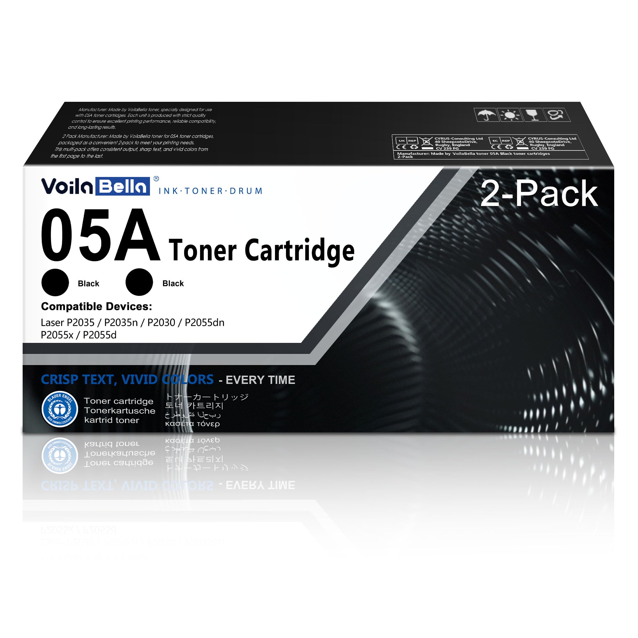 Photo 1 of 05A High Yield Black Toner Cartridges Replacement for HP CE505A 05A Toner Compatible with P2035 P2035n P2030 P2055 P2055d P2055dn P2055x Printer ?Black 2-Pack?