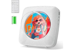 Gueray CD Player Portable Rechargeable: CD Players for Home Portable CD Player with Bluetooth & Dual Speakers 1800mAh with LCD Screen Display Boombox FM Radio USB Type-c MP3 Music Player