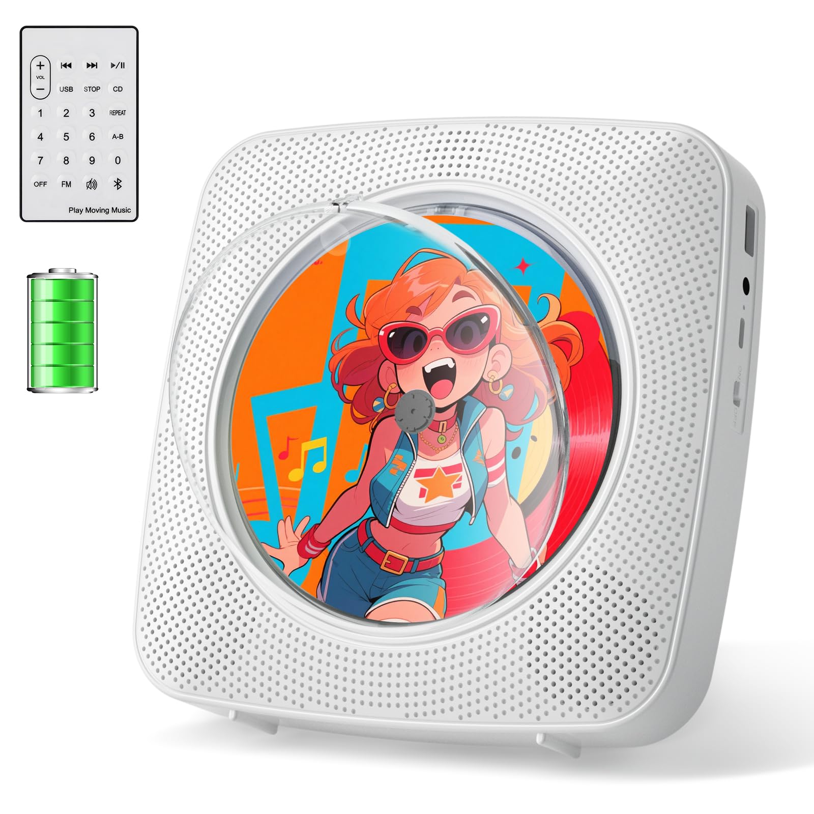 Photo 1 of Gueray CD Player Portable Rechargeable: CD Players for Home Portable CD Player with Bluetooth & Dual Speakers 1800mAh with LCD Screen Display Boombox FM Radio USB Type-c MP3 Music Player