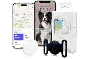 BINGOLAR GPS Tracker for Dogs, Mini GPS Cat Tracker, IPX8 Waterproof GPS Tracker for Cats with Holder, No Monthly Fee, Work with Apple Find My(iOS Only), Smart Tracker for Dogs Finder Tracker Pets