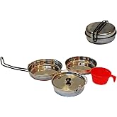 Alpine Mountain Gear Stainless Steel Mess Kit - Steel Camping Cookware with Carrying Bag (Made by Caddis Sports)