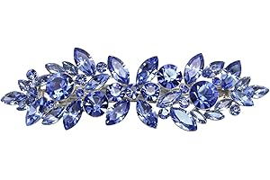 Faship Gorgeous Blue Rhinestone Crystal Floral Hair Barrette Clip