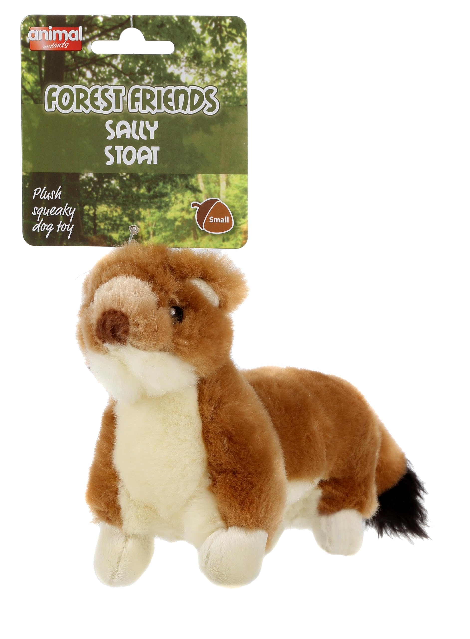 Animal Instincts Forest Friends Plush Squeaky Dog Toy Soft Comfort Puppy Toy Sally Stoat - Small