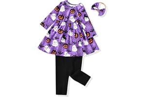 Aalizzwell Toddler Girls Floral Tunic Outfit for Fall Winter