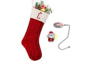 GUCCDE Christmas Stockings with Initials, Personalized Embroidered Monogram 18 Inches Knitted Christmas Stockings Fireplace Xmas Stockings for Kids,Family Holiday Party Decoration Red and White Letter L