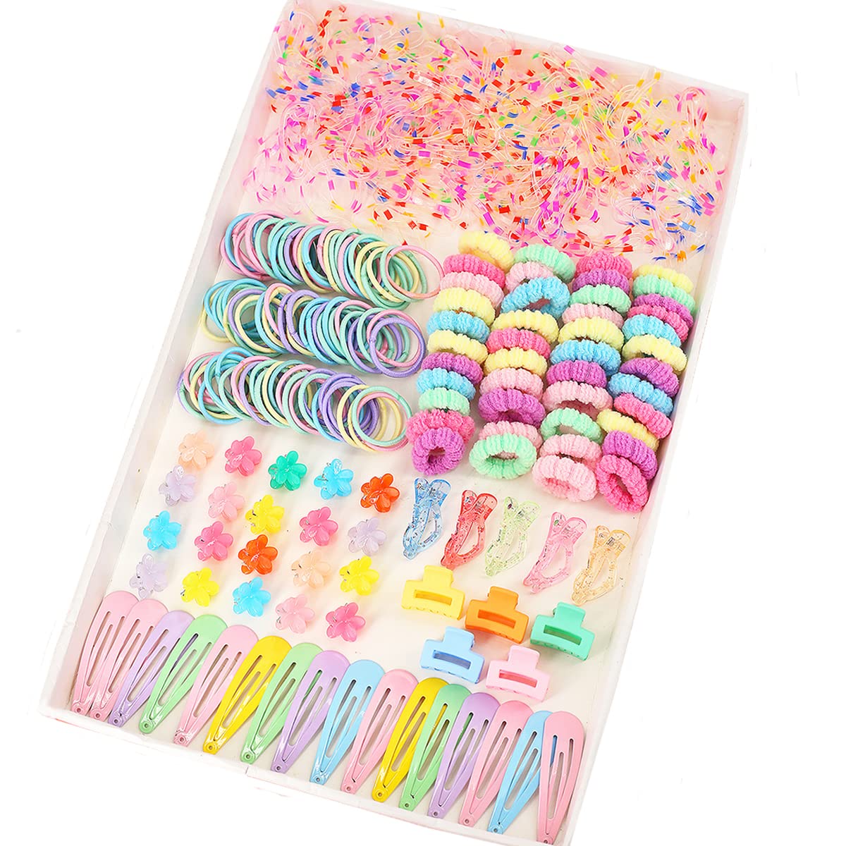 INSKIDS 695 Pcs Hair Clips Hair Barrettes Set, Hair Accessories Gift Girls Hair Clips and Hair Elastic Bands Set,Headdress Flower Hair Clip Elastic Rubber Hair Ties