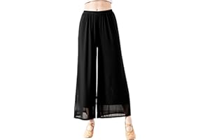 Angcoco Women's Double Layered Stretch Chiffon Dance Training Pants