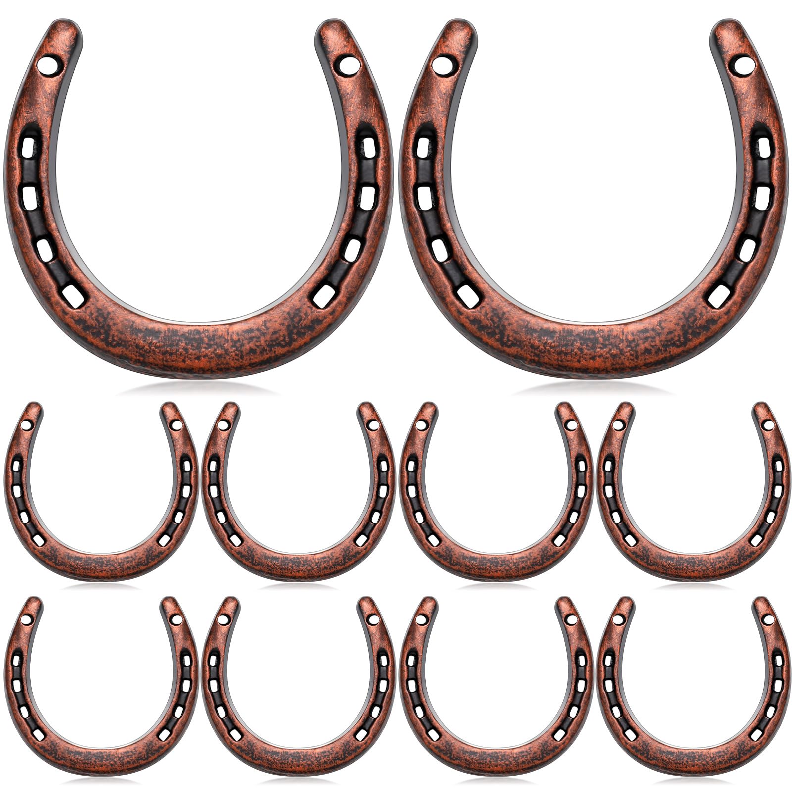 Photo 1 of Shimeyao 10 Pcs Horseshoe Bulk Cast Iron 4.5 x 4.3 Inch Horseshoes for Adults Wall Hung Good Luck Handmade Decorations Horse Theme Party Wedding Birthday Supplies (Red Bronze)