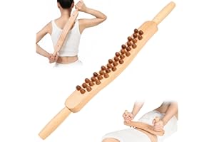 XOKOCLI Guasha Wood Stick Massage Tool Woode Therapy Scraping Mountable Lymphatic Drainage Massager Fascia Blaster Body Guasha Tool for Anti-Cellulite, Pain Relief(Two Row,34 Beads)