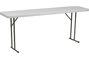 Flash Furniture Kathryn 6' Rectangular Plastic Folding Table, Long Plastic Foldable Table for Indoor/Outdoor Events, White