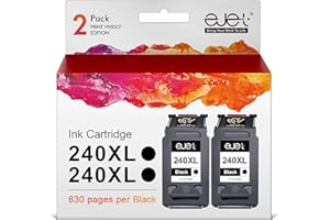 ejet 240XL Black Ink Cartridge Remanufactured Ink Cartridge Replacement for Canon 240XL Black Ink Cartridge PG-240 240XL for Pixma MG3620 TS5120 MG2120 MG3520 MX452 MX512 MX532 MX472 Printer (2 Pack)