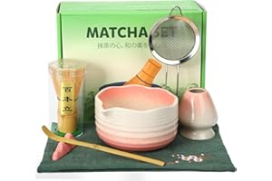 Ceecysaa Matcha Whisk Set, 7 Pcs Matcha Set, Matcha Kit for Ceremony, Matcha Tea Set for Making Breakfast/Matcha Latte, Match