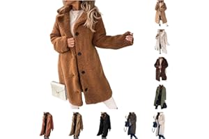 Vliolat Womens Winter Clothes 2022 Fuzzy Fleece Lapel Open Front Long Cardigan Coat Faux Fur Warm Winter Outwear Jackets